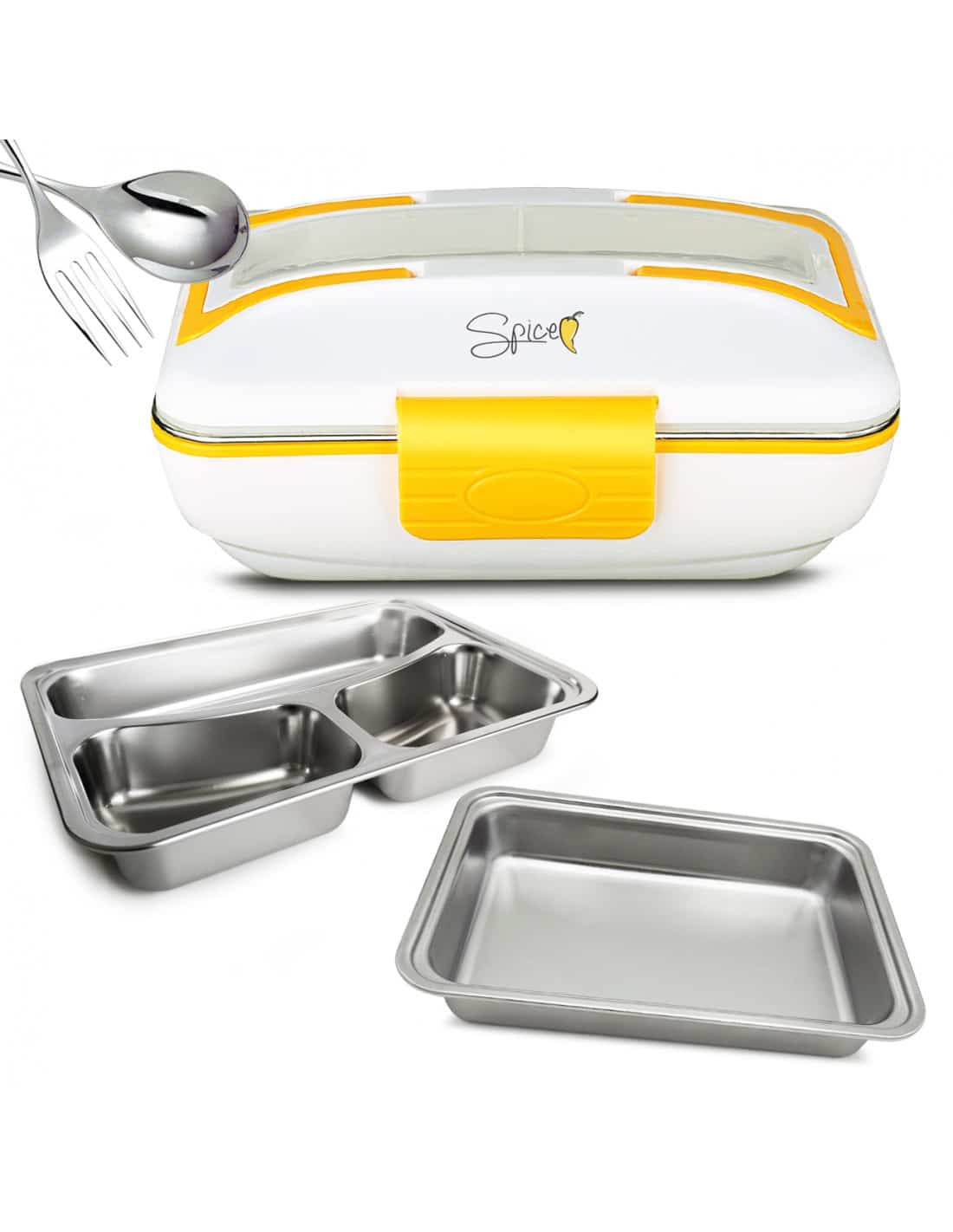 scaldavivande-elettrico-portatile-spice-amarillo-inox-trio-giallo-2-vaschette-acciaio